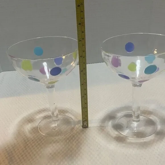 Colorful Polka Dot Margarita Glasses set of 2 - Picture 4 of 8
